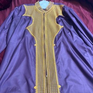 Freshly cleaned Two piece embroidered purple and gold African outfit.  Size 3xl